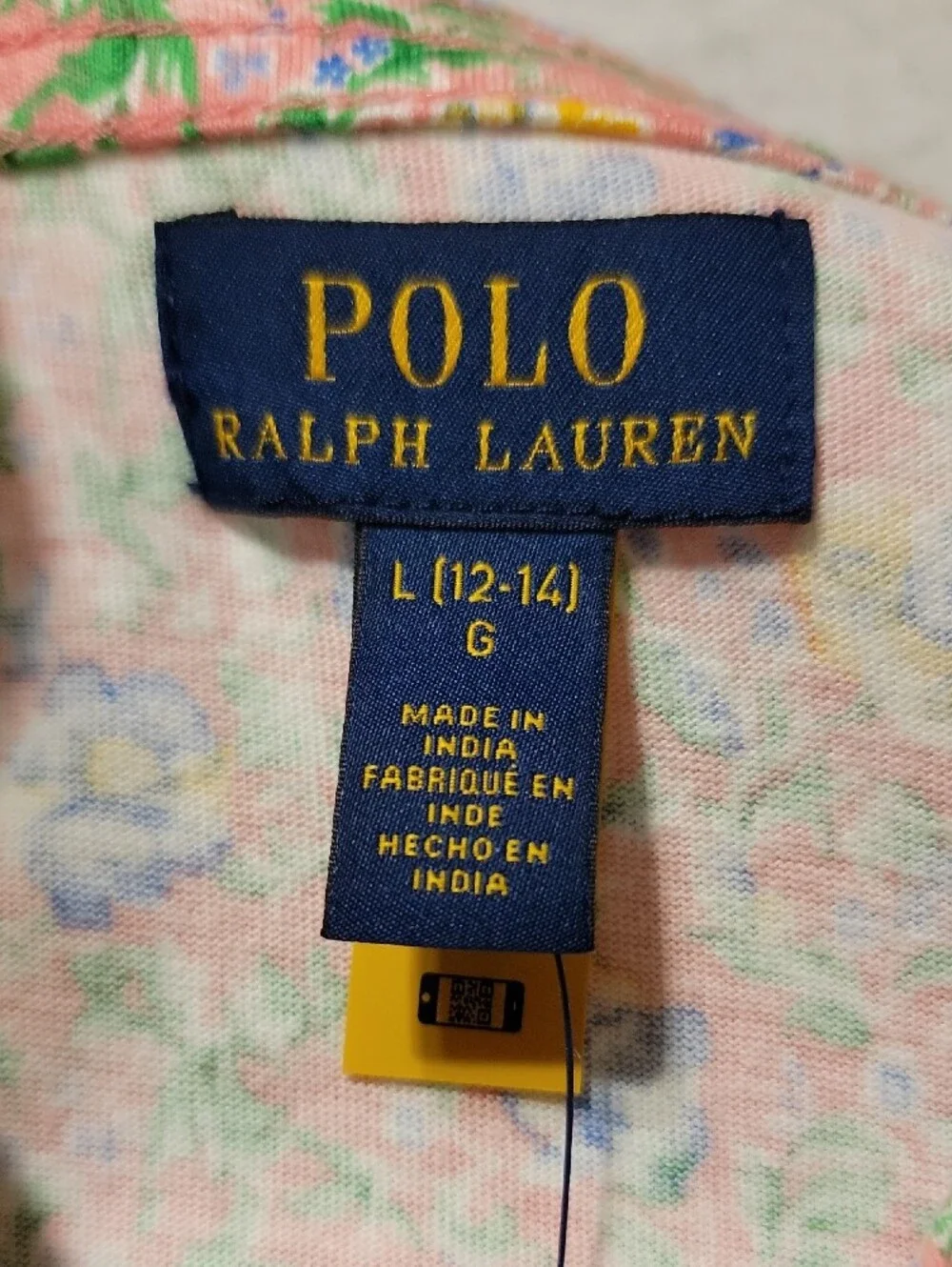 NWT Polo by Ralph Lauren Pink Floral V‑Neck Smocked Waist Dress Large (12-14)
